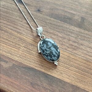 Sterling Silver Chain necklace with stone Pendant